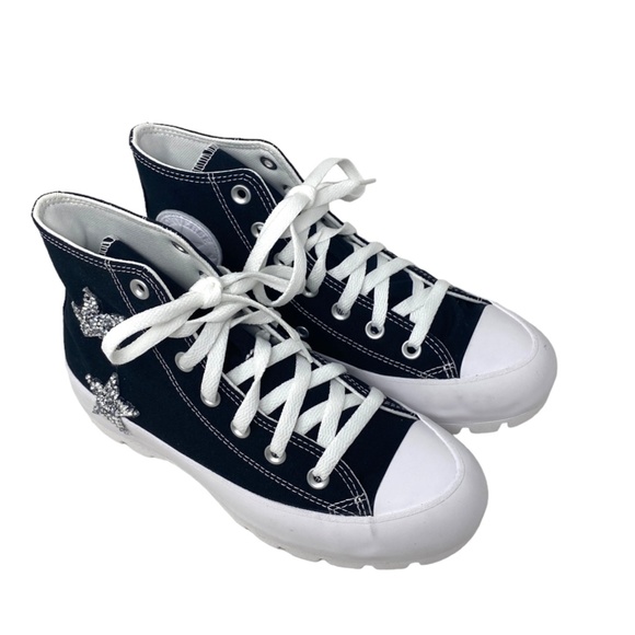 Converse Ctas Lugged Canvas Black Silver Women Shoe Casual Custom 571211C-WTBLWT - Picture 3 of 12